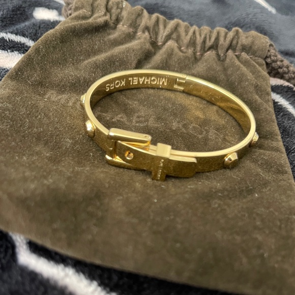 Michael Kors Astor Gold-Tone Buckle Bangle Bracelet “Authentic M.K” - Picture 2 of 6